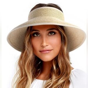 FURTALK Straw Sun Visors for Women Foldable Sun Hat UPF 50+ Summer Beach Hat